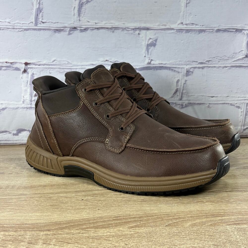 Orthofeet Verno 40012 Brown Leather Hands Free Boots Men's 10.5 Comfort Lace Up